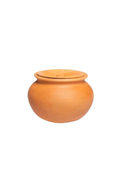 Exclusive Range Unglazed Clay Pot With Lid - 1.5 Liters | Lassi - Dahi - Yoghurt Handi | Biryani Handi - Earthen Kadai - Mud Handi | Mitti Ke Bartan With Lid