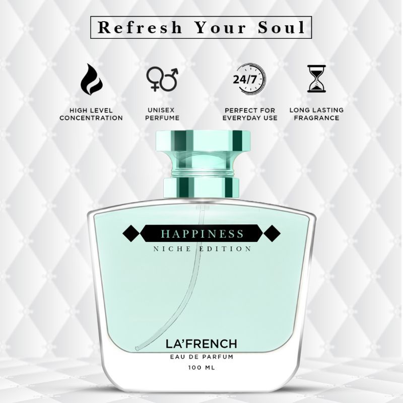 La French Happiness Eau De Perfume 100ml 3.4 Fl.oz. | Long Lasting & Perfect For Everyday Use