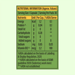 Patanjali Nutrela Vitamin B12, 30 Veg Capsules (Pack Of 3), With Provides100% Vitamin B12, 31.5gm