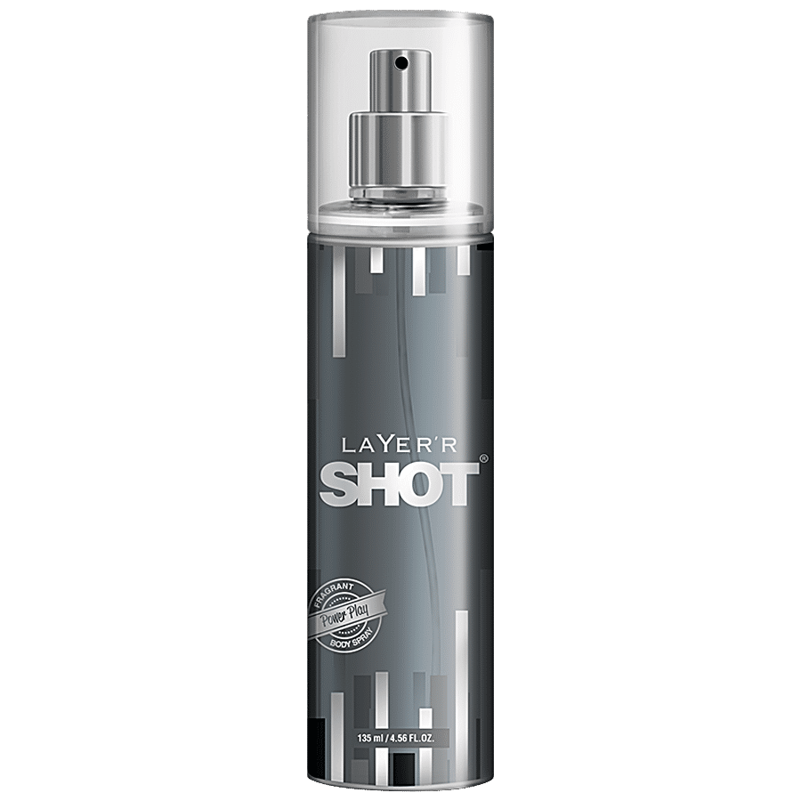 Layer'r Shot Power Play Fragrant Body Spray 135ml 4.56 Fl.oz. | Long Lasting Fresh Fragrance For Men