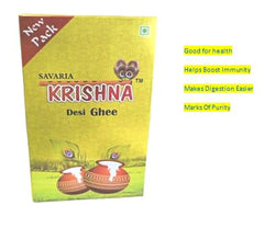 Pure Krishna Desi Ghee By Savaria | Rich Source Of Protein Fiber Healthy Desi Cow Ghee Good For Garnishing | (1 Litr) 33.8 Ounce | Box Pack