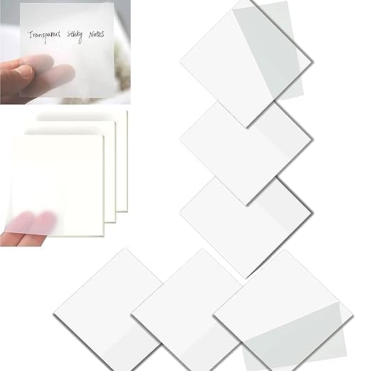 Transparent Self-Sticky Note Pads, Clear Notes, Self Adhesive Removable, White - 300 Pcs
