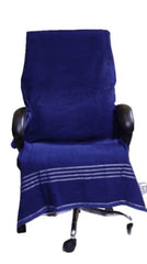 Ck Creation Cotton Big Size Solid Luxury Office Chair Towel With Tie Knot 1100 Gsm (Blue) - 2 Pcs