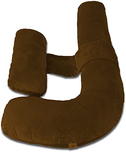 Pregnancy Pillow, Maternity Body Pillow For Sleeping, H Shaped Pillow, Brown - 55 Inch | Full Body Pillow, Pregnancy Pillow For Pregnant Women, Support Belly & Back, Washable Velvet Cover