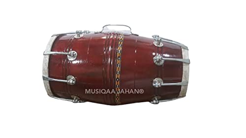 Nut & Bolt Mango Wood Kolapuri Dholak With Bag & Tune Key - Brown | Professional Grade Dholak, Made With Thoroughly Dried Mango Wood - Perfectly Symmetric Round Dholak