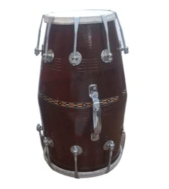 Nut & Bolt Mango Wood Kolapuri Dholak With Bag & Tune Key - Brown | Professional Grade Dholak, Made With Thoroughly Dried Mango Wood - Perfectly Symmetric Round Dholak