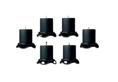 2 INCHES PILLAR CANDLES BLACK UNSCENTED INDOOR SET OF 6 | BURNING TIME 30 HOURS