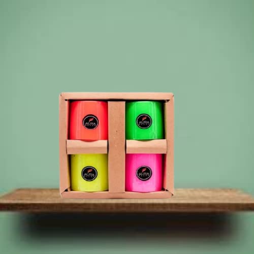 PILLAR CANDLES FLUORESCENT COLOURS CNDLES | BEST FOR DECORATION SET OF 4