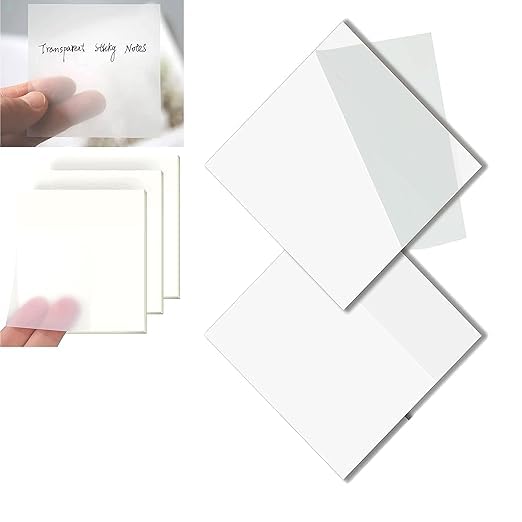 Transparent Self-Sticky Note Pads, Clear Notes, For Studying & Writing, White - 100 Pcs