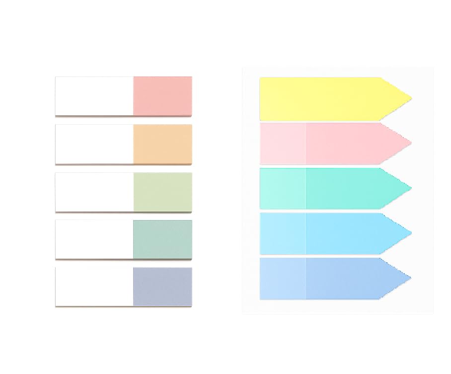 200 Sheets Premium Transparent Index Tabs & Arrow Sticky Notes Set, Memo Pads - Multicolor