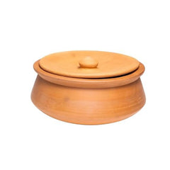 Exclusive Range Unglazed Clay Handi | Earthen Kadai | Clay Pot For Cooking & Serving -1.5 Liters Pack Of 2, Red-Ochre (Gerua)