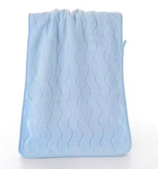 HomeCloud Korean Bath & Face Towel 400 Gsm | Plush Soft & Luxury Towel Set With Hanging Loop | 3x Softer Than Cotton Towels | Set Of 2 (Waves Skyblue)