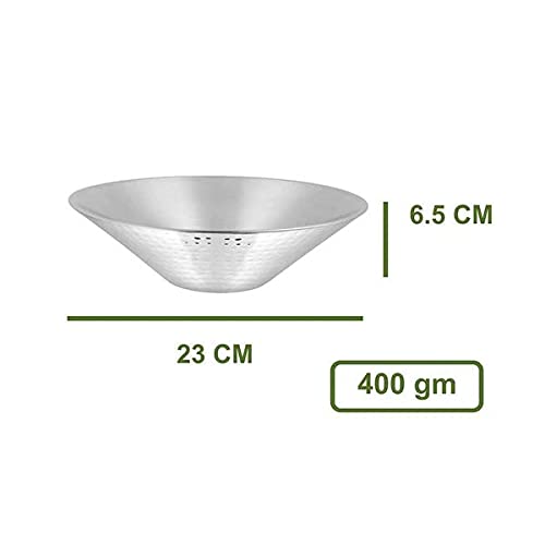Stainless Steel Conic Hammered Double Wall Salad Bowl - 21cm, Silver | Hammered Salad Katora - Rust Free & Dishwasher Friendly