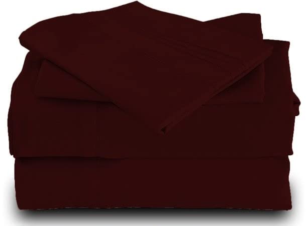 Microfiber Bedsheet With 1 Pillow Cover - Size 60 X 90 Inches, Wine | 300 Thread Count - Smooth, Breathable, Comfortable Single Bedsheet