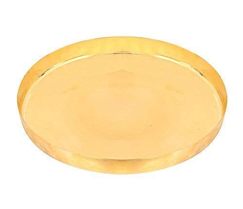 Metals Golden Bronze Dinner Thali Set | Set Of 6 - 1 Thali+ 2 Bowl+ 1 Sweet Plate+ 1 Glass+ 1 Spoon - Antique Look