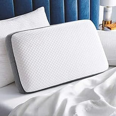 Memory Foam Pillow For Sleeping, Cervical Pillow For Pain Relief, White & Grey | Pillow For Neck, Shoulder & Back Pain Relief | Orthopedic Pillow, Versatile & Multipurpose - Pack Of 1