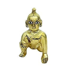 Laddu Gopal Brass Idol, Bal Gopal, Thakur Ji Petal Murti, Brass, Golden - 7 Cm, Golden Handcrafted Statue, Durable, Compact Size, Religious, Occasion & Festivals Idol