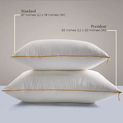 Microfiber Cloud Pillow With Adjustable Zipper, Standard Size - 27x18 Inches | White Pillow, Bed Pillow, Rectangular Deign, Hypoallergenic, Soft, Fresh & Breathable Use - 2 Piece