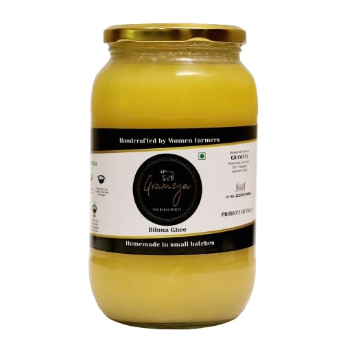 100% Pure Desi Cow Ghee By Grameya | Rich Source Of Vitamin & Protein Fiber Pure Healthy Cow Ghee Perfect For Roast Makhana | (1 Litre) 33.8 Ounce | Jar Pack