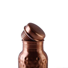 Copper Hammered Bottle Suitable For Home, School, College & Office - 750ml, 220 Grams, Leak Proof | Rust Proof, Easy To Carry, Pure & Healthy, 100% Toxin Free