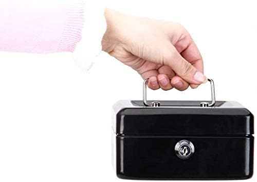 Portable Locking 6 Inch Small Cash Box For Money Coin, Colour - Black, Material - Alloy Steel, Control Type - Key Control