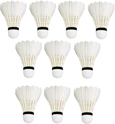 Vash Girlyz Attire Badminton Feather Shuttlecork Speed 76 | White , Pack Of 10 , Skirt Material - Feather