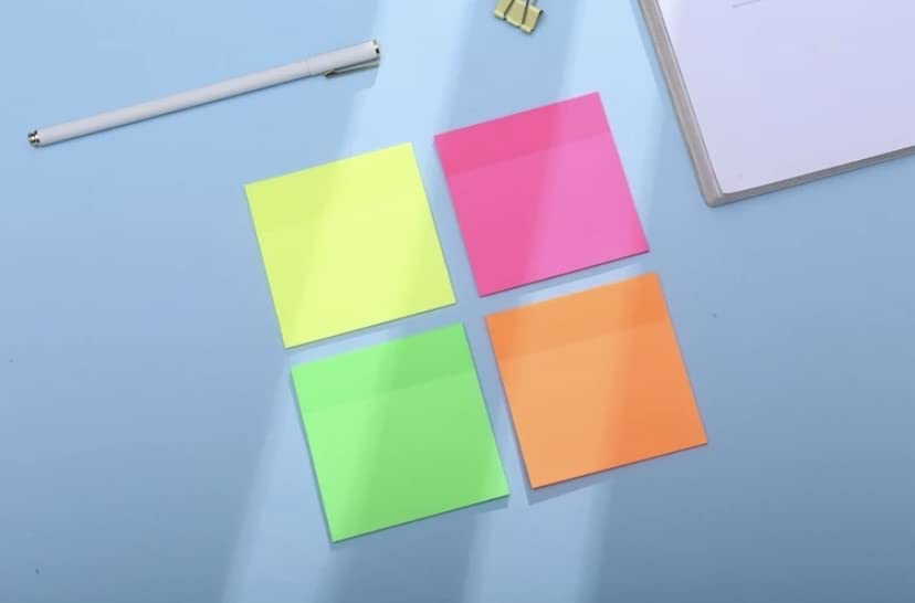 4 Colors Transparent Aesthetic Sticky Notes, Self Adhesive Sticky Note Pad, Memo Pads - 4 Pcs