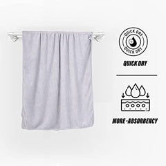 Skevera Microfiber Bath Towels 300 Gsm | Extra Soft Plush & Quick Dry High Absorbency With Large Size Towels For Bathing (Grey)