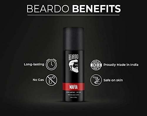 Beardo Godfather Eau De Parfum & Mafia Long Lasting No Gas Perfume Body Spray 220ml 7.4 Fl.oz. Pack Of 2 | Best Gift Set For Men