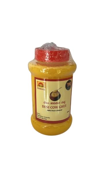 Natural Desi Cow Ghee By Pankaja | Made Traditionally From Curd Cow Ghee For Better Digestion & Immunity | (500ml) 16.9 Ounce | Jar Pack