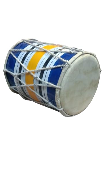 Musical Instrument Kids Dholak Drum Rope & Ring Design - Multicolor | Perfectly Symmetric Round Dholak - Dholak For Festival, Wedding, Satsang | Punjabi Dhol Drum, Housewarming Gifts