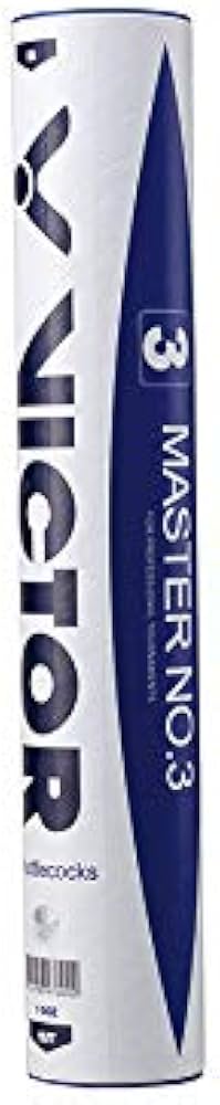 Victor Master No 3 Badminton Feather Shuttlecock , Head Material - Composite Cork | White , Pack Of 12