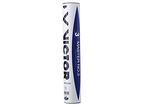 Victor Master No 3 Badminton Feather Shuttlecock , Head Material - Composite Cork | White , Pack Of 12