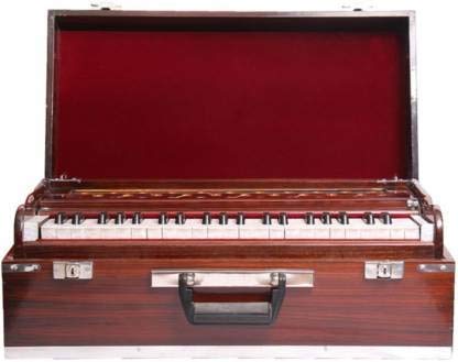 Harmonium Instrument With Carry Bag - No Lag Time, Double Fold Bellow, Total 42 Keys, 3 1/2 Octave, Two Reeds (Bass+ Male) | Two Side Carry Handles, Jaali Frame On Keys