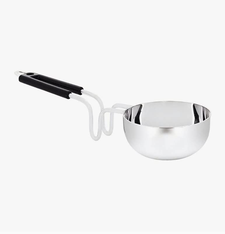 Silver Stainless Steel Tadka Pan Compatible With Gas - Useful For Home & Kitchen, Restaurants, Hotels | Dia-14cm, Capacity - 500ml