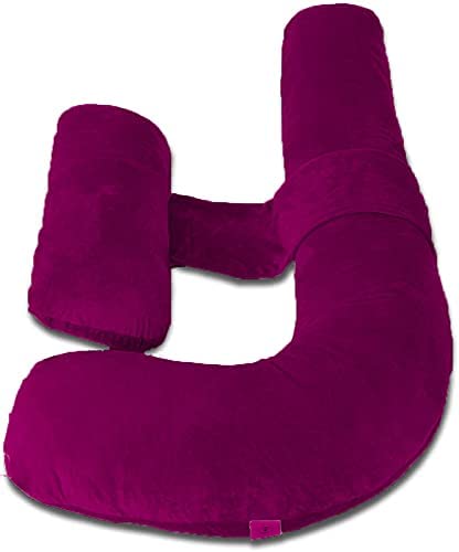 Pregnancy Pillow, Maternity Body Pillow For Sleeping, H Shaped Pillow, Wine - 55 Inch | Full Body Pillow, Pregnancy Pillow For Pregnant Women, Support Belly & Back, Removable Velvet Cover
