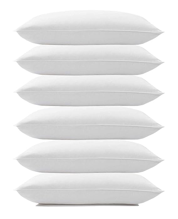 Microfiber Extra Soft White Pillows, Pillows For Sleeping - Size - 16 X 24 Inch | Bed Pillow, Durable Construction For Long-Lasting Use, For Neck & Head Support - Pack Of 6