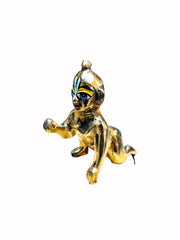 Ashtadhatu Krishna Idol, Laddu Gopal Ji, God Idol, Brass, Gold Idol - Size No.3, Thakur Ji Idol, Golden Hand Painted Statue, Occasion - Krishna Janmashtami, For Home Temple, Kanha Ji