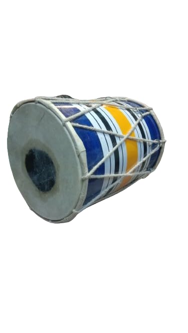 Musical Instrument Kids Dholak Drum Rope & Ring Design - Multicolor | Perfectly Symmetric Round Dholak - Dholak For Festival, Wedding, Satsang | Punjabi Dhol Drum, Housewarming Gifts