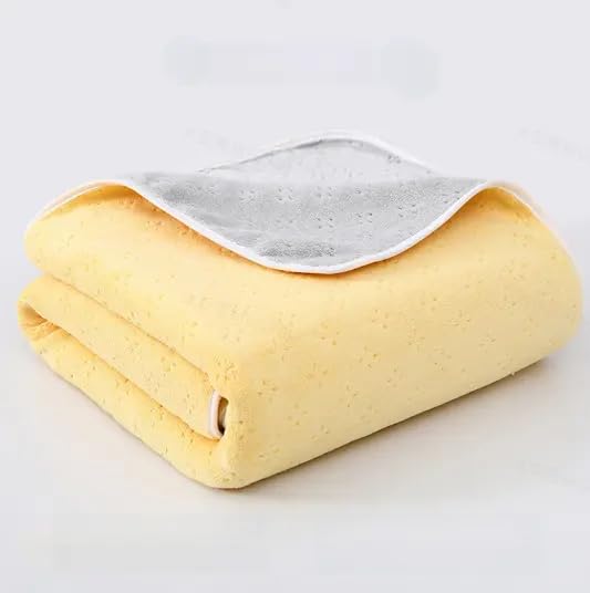Khillayox Microfiber Coral Fleece Bath Towels 400 Gsm | Texture Luxury Soft Highly Absorbent Bath Towel Quick Dry Bath Towel (Yellow)