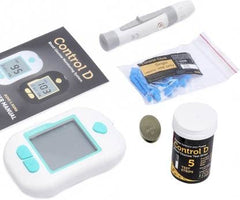 Control D Advanced Digital Glucose Blood Sugar Testing Monitor With 5 Strips Glucometer (White, Green)