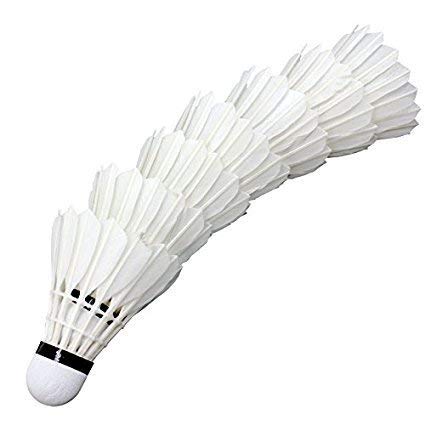 PR Professional Badminton Feather Shuttlecocks | White , Pack Of 20