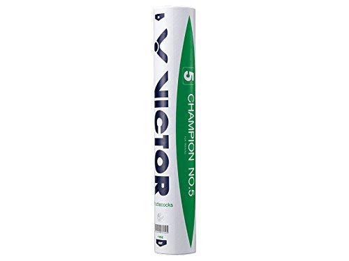 Victor Champion No 5 Duck Feather Badminton Shuttlecock Speed 77 , White | Pack Of 12