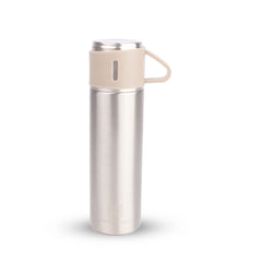 Stainless Steel Vacuum Insulated Flask With Drinking Mug - Silver, 500ml | Double Walled, Hot & Cold Temperature, Leak Proof, BPA-Free