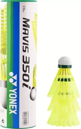 Yonex Mavis 350i Green Cap Nylon Badminton Shuttlecock | Yellow , Pack Of 6