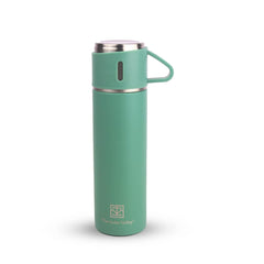 Stainless Steel Vacuum Insulated Flask With Drinking Mug - Green, 500ml | Double Walled, Hot & Cold Temperature, Leak Proof, BPA-Free