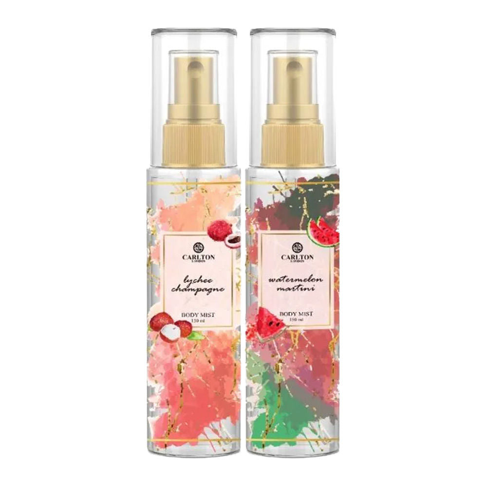 CARLTON LONDON PERFUME LYCHEE CHAMPAGNE + WATERMELON MARTINI BODY MIST FOR WOMEN 150ML 0.5 FL.OZ. EACH PACK OF 2