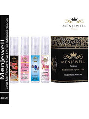 Menjewell Love Me Forever+ Love On Fire+ Sea Oak+ Mirana Pink Lily Eau De Parfum 4x 0.3 Fl.oz. Luxury Apparel Blend Musk | Unisex Fragrance