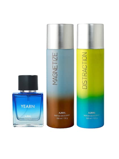 Ajmal Distraction + Magnetize Deodrant 200ml 6.7 Fl.oz. Each X2 + Yearn Eau De Parfum 50ml 1.6 Fl.oz. For Unisex  | Combo Of 3