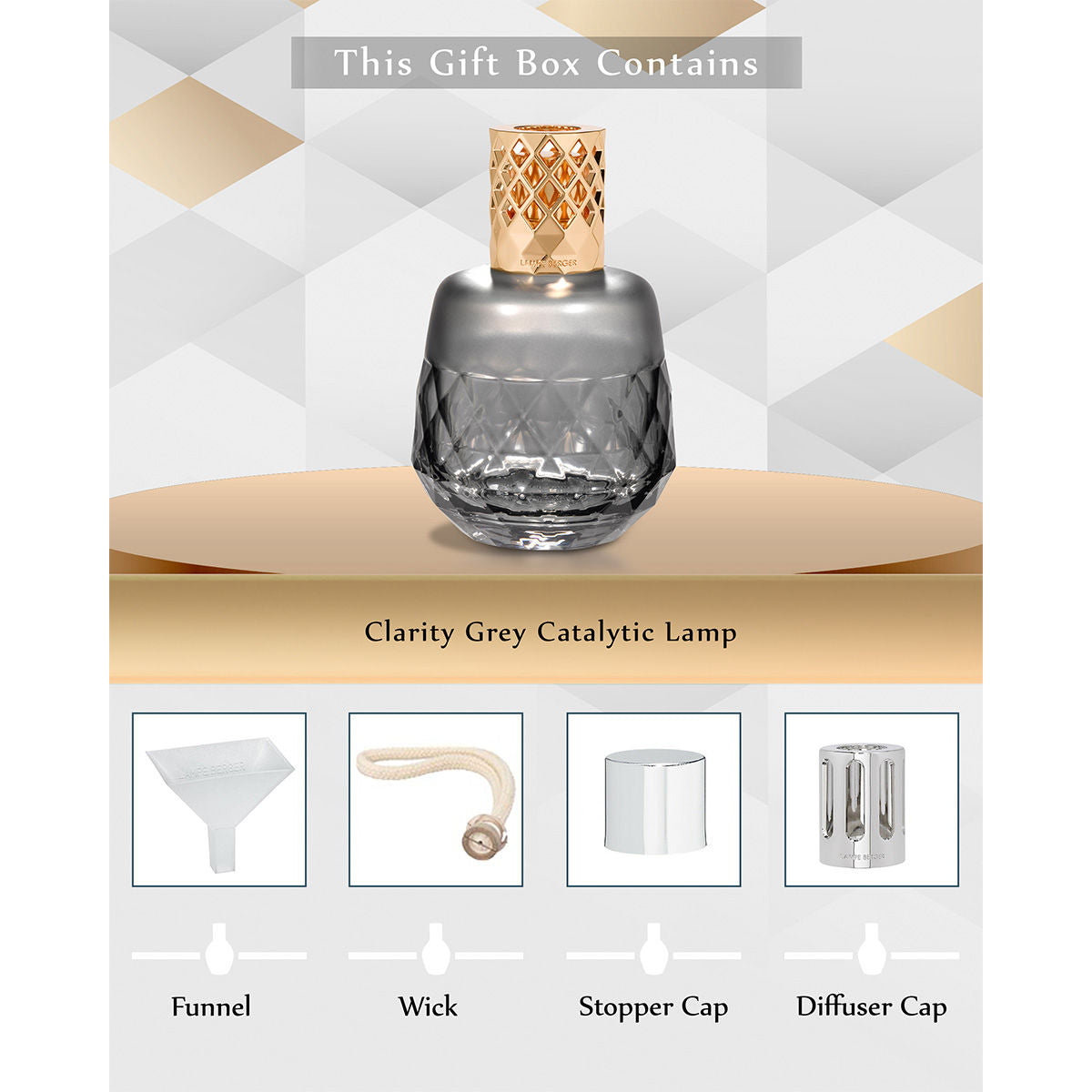 Maison Berger Glass Lamp Clarity Grise 1 Oil Diffuser | Perfect Gift For Someone